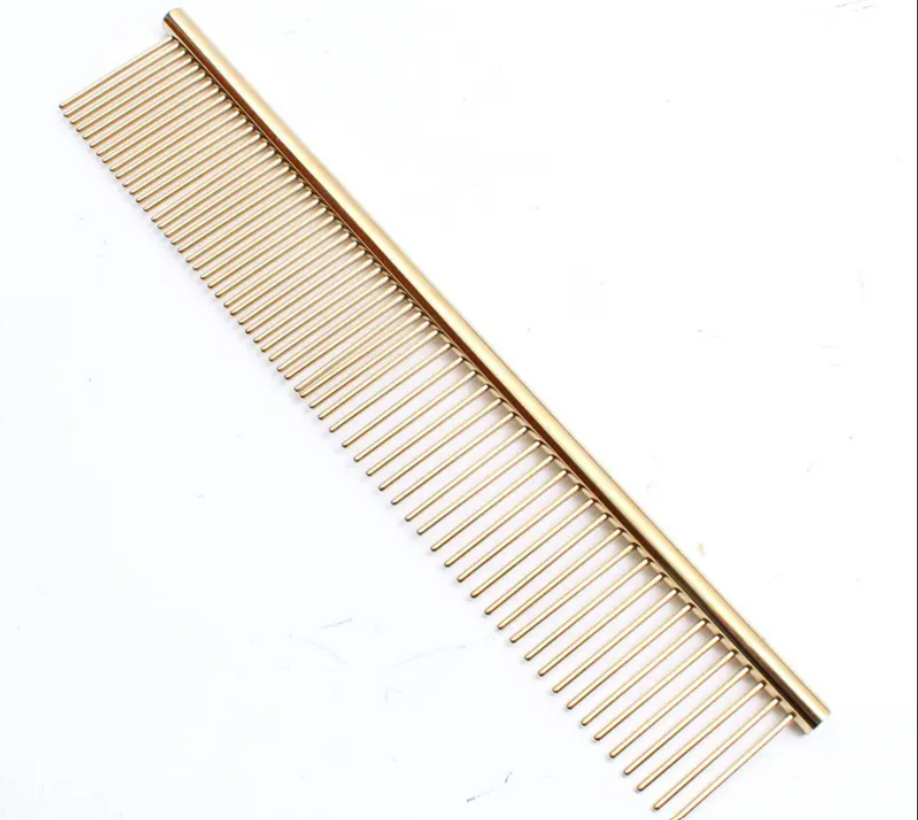Groomzies Grooming  Dog/ Cat Stainless Steel Combs Gold 7 inch Premium
