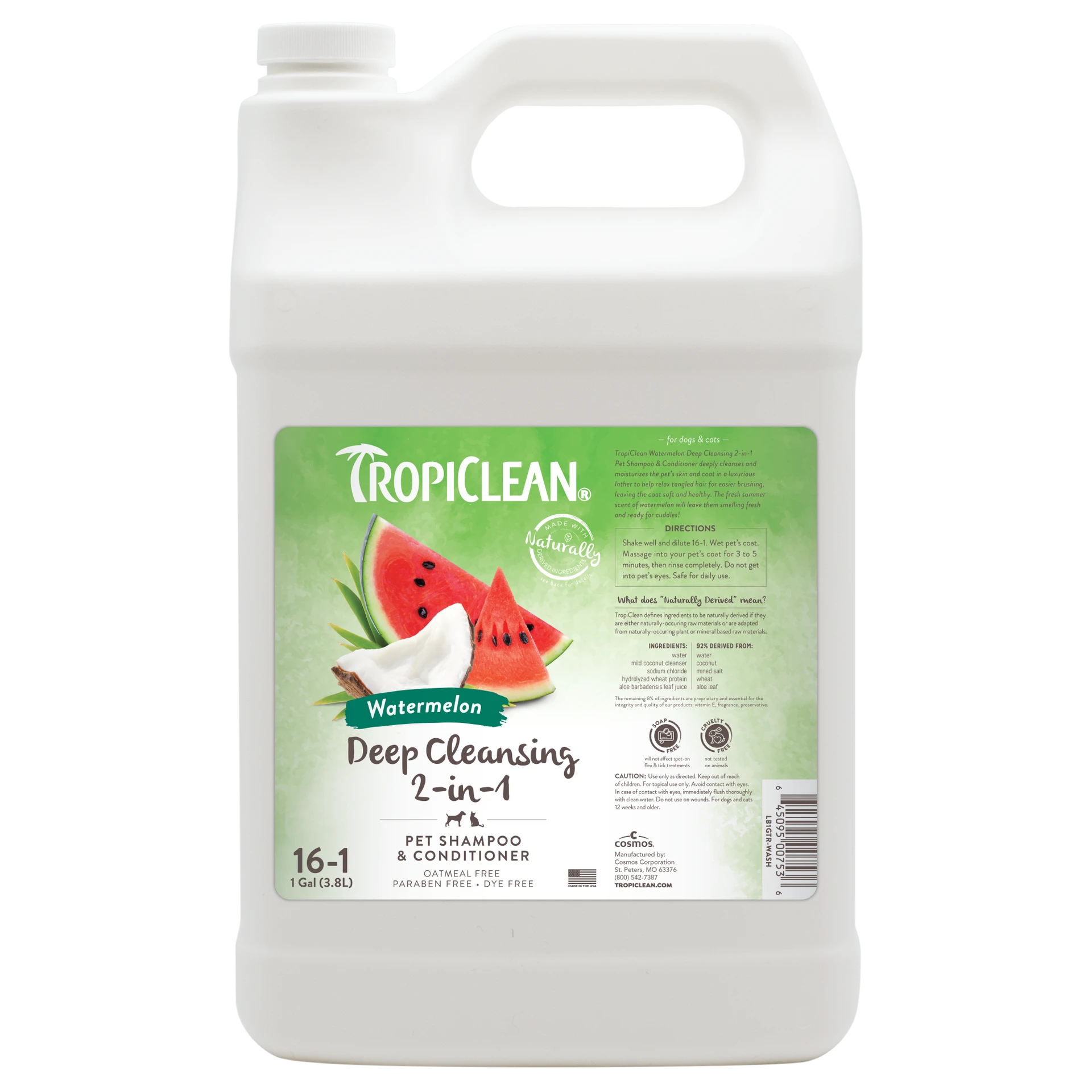 TropiClean Watermelon Deep Cleansing 2-in-1 Shampoo & Conditioner 1 Gallon