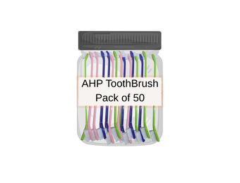 AHP Dental Dual-End Toothbrush 50 Pack Assorted colors Blue/Pink/Green (Comes In A Poly Bag)