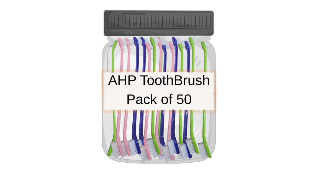 AHP Dental Dual-End Toothbrush 50 Pack Assorted colors Blue/Pink/Green (Comes In A Poly Bag)