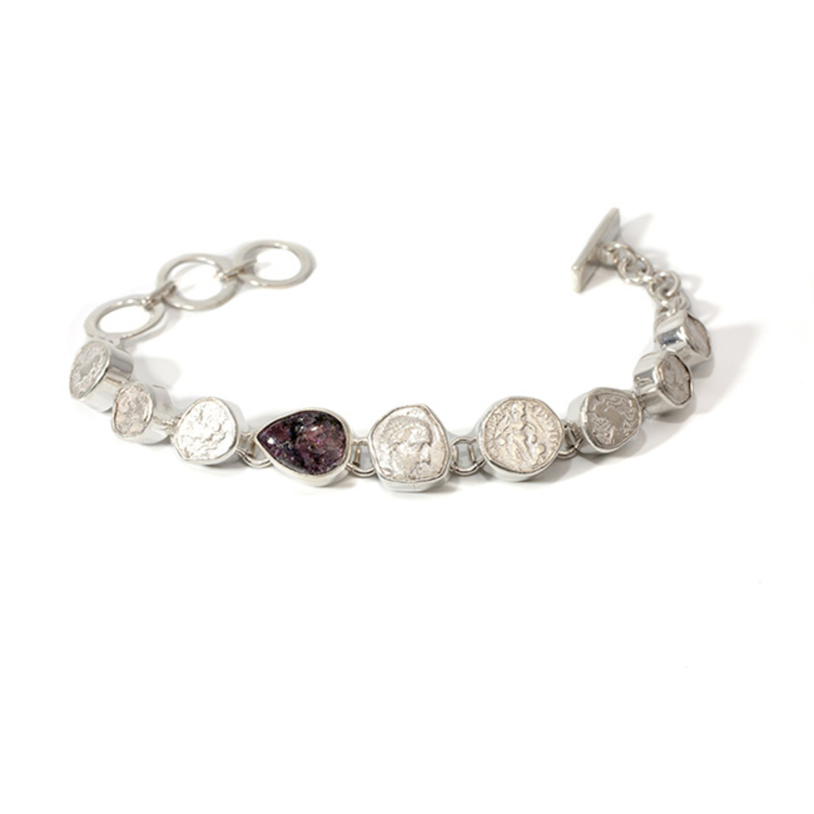 Argent tonic Roman Coin & Tourmaline Bracelet - Silver