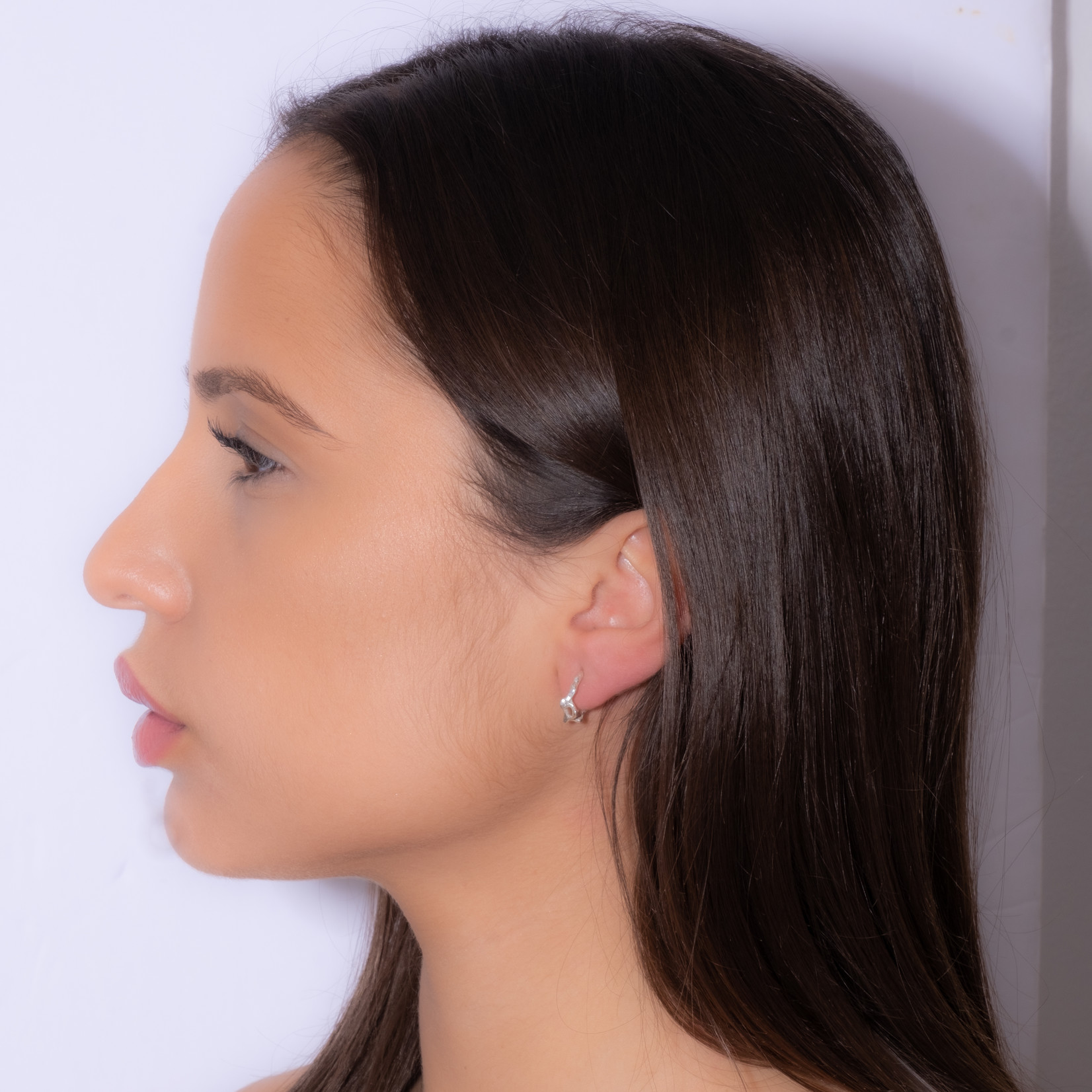 TEGO Women's earrings small organic silver hoop earrings