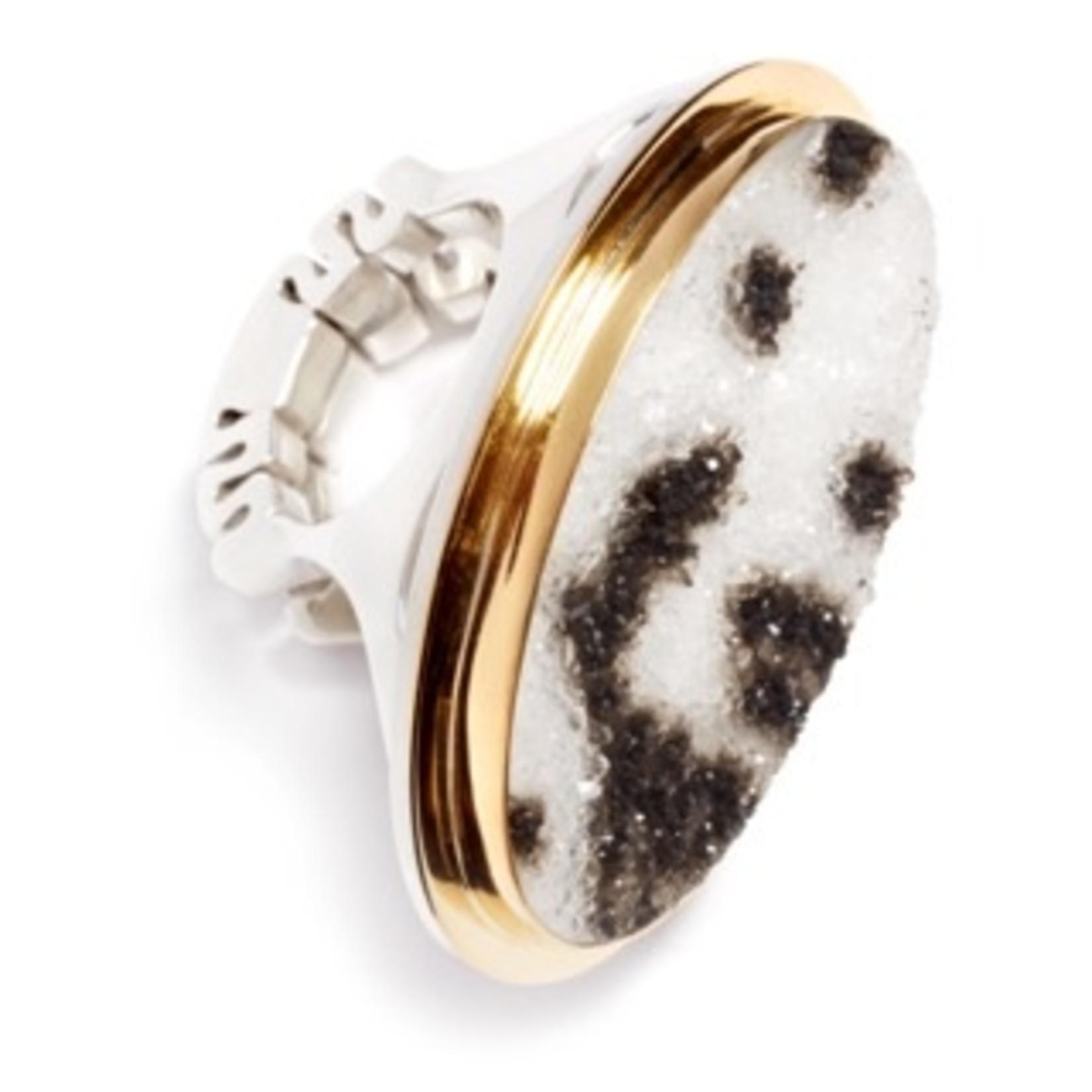 Argent tonic Dalmatian Stone Ring 18K Gold
