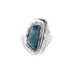 Argent tonic Black Opal Textured Ring