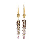 Argent tonic Coin Earrings with Garnet & Tourmaline