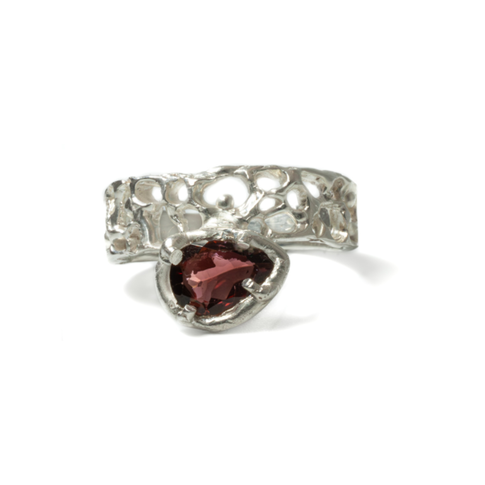 Argent tonic Rhodolite Garnet Ring - Textured