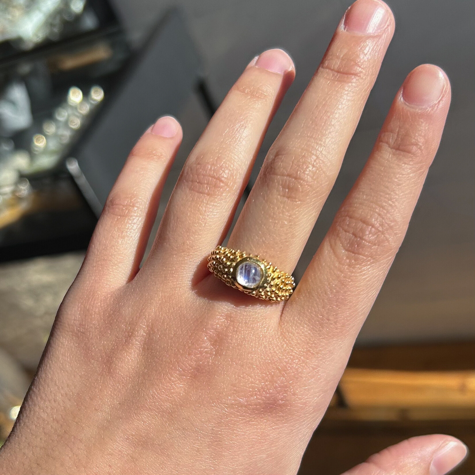 Argent tonic Sterling silver and Moonstone Ring Gold Plated