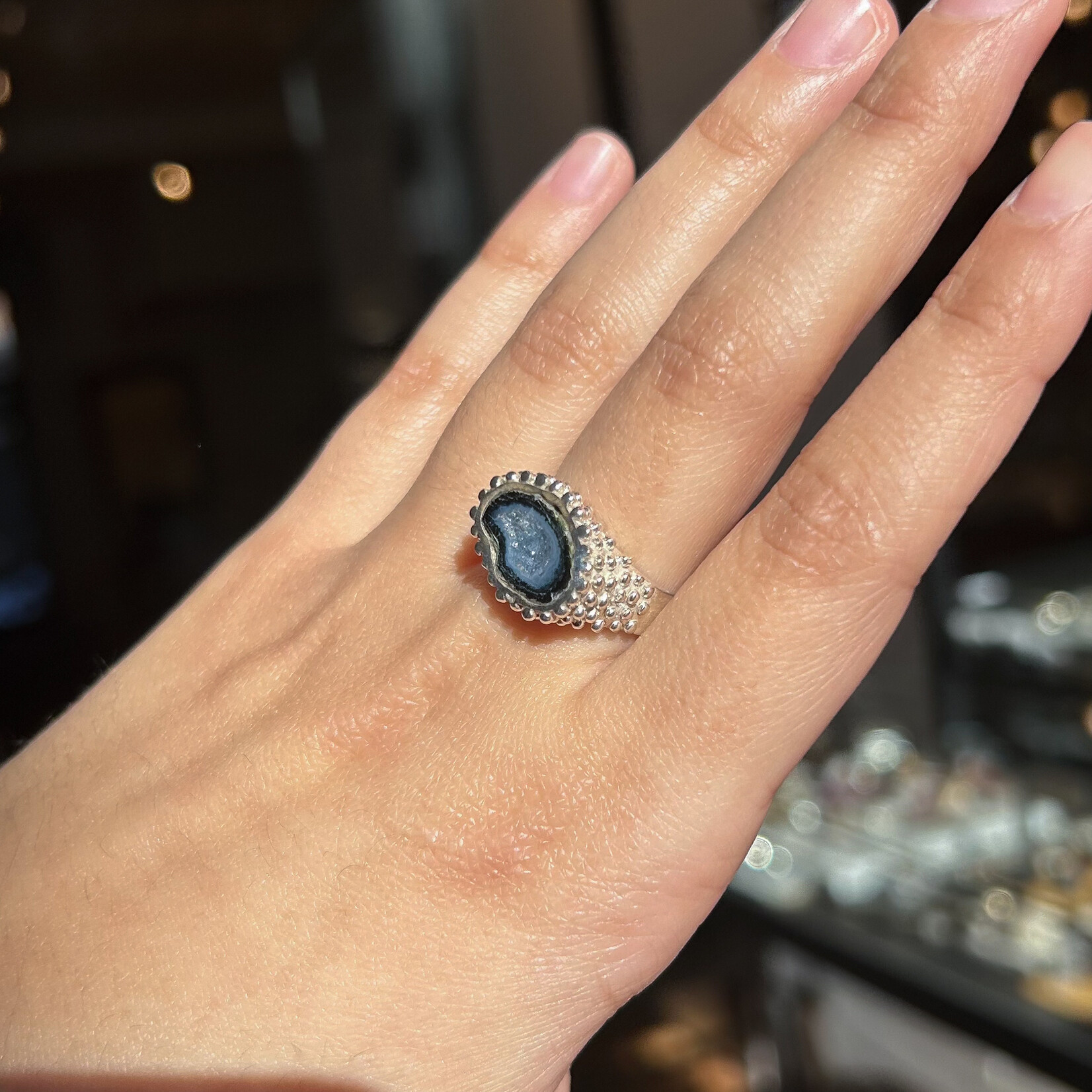 Argent tonic Textured Druzy Ring