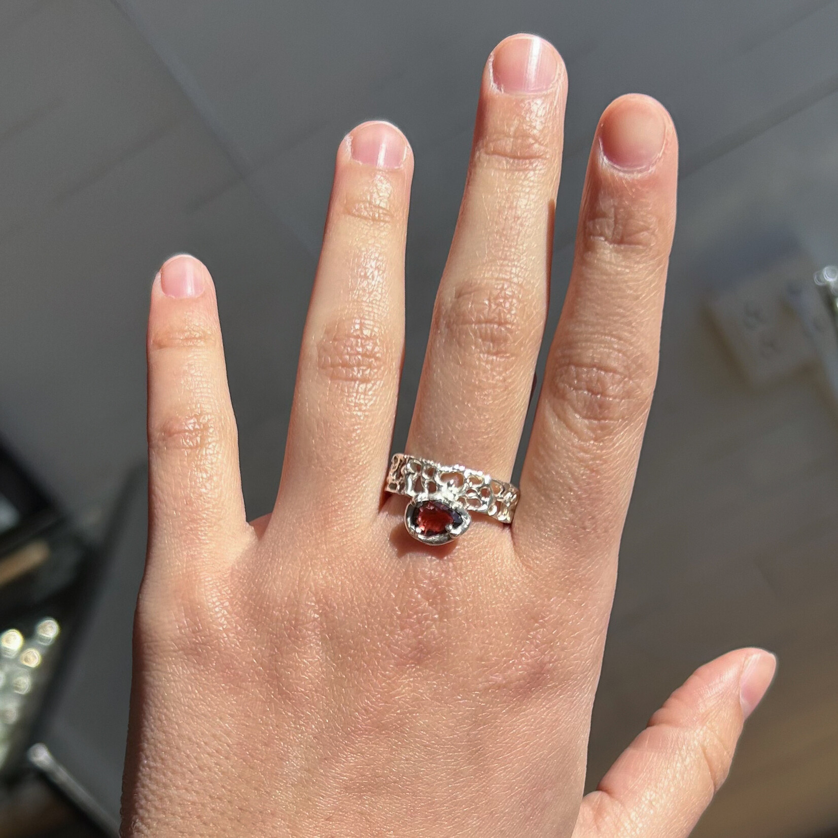 Argent tonic Bague Grenat Rhodolite - Argent