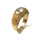 Argent tonic Bague Dôme Pierre De Lune - Doré