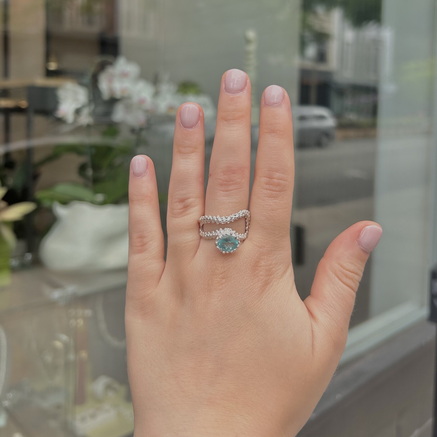 Argent tonic Bague Apatite Bleue - Argent