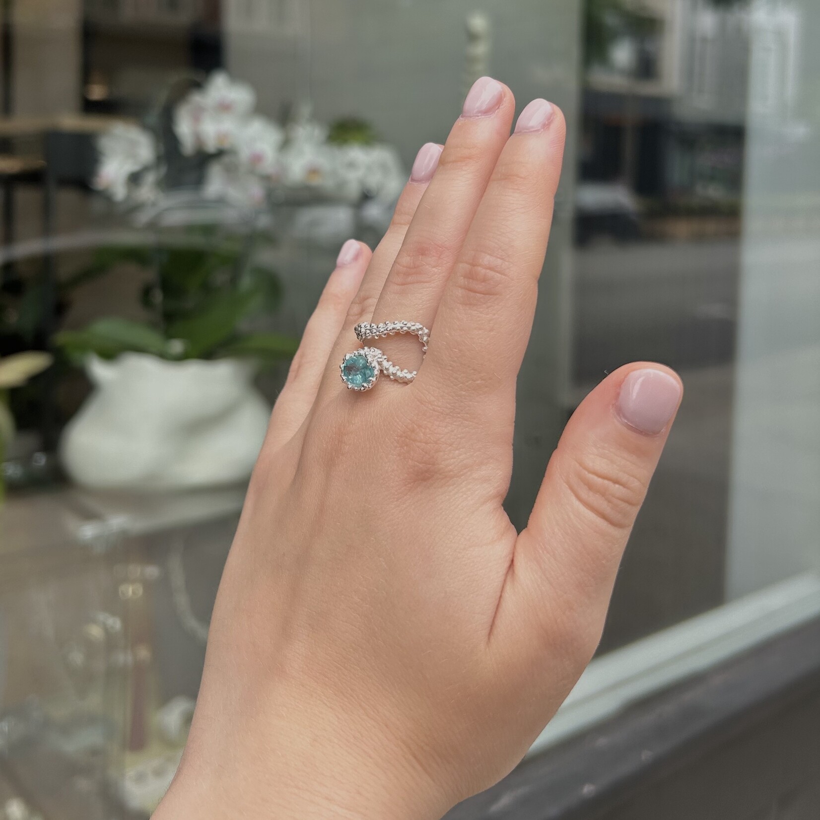 Argent tonic Bague Apatite Bleue - Argent