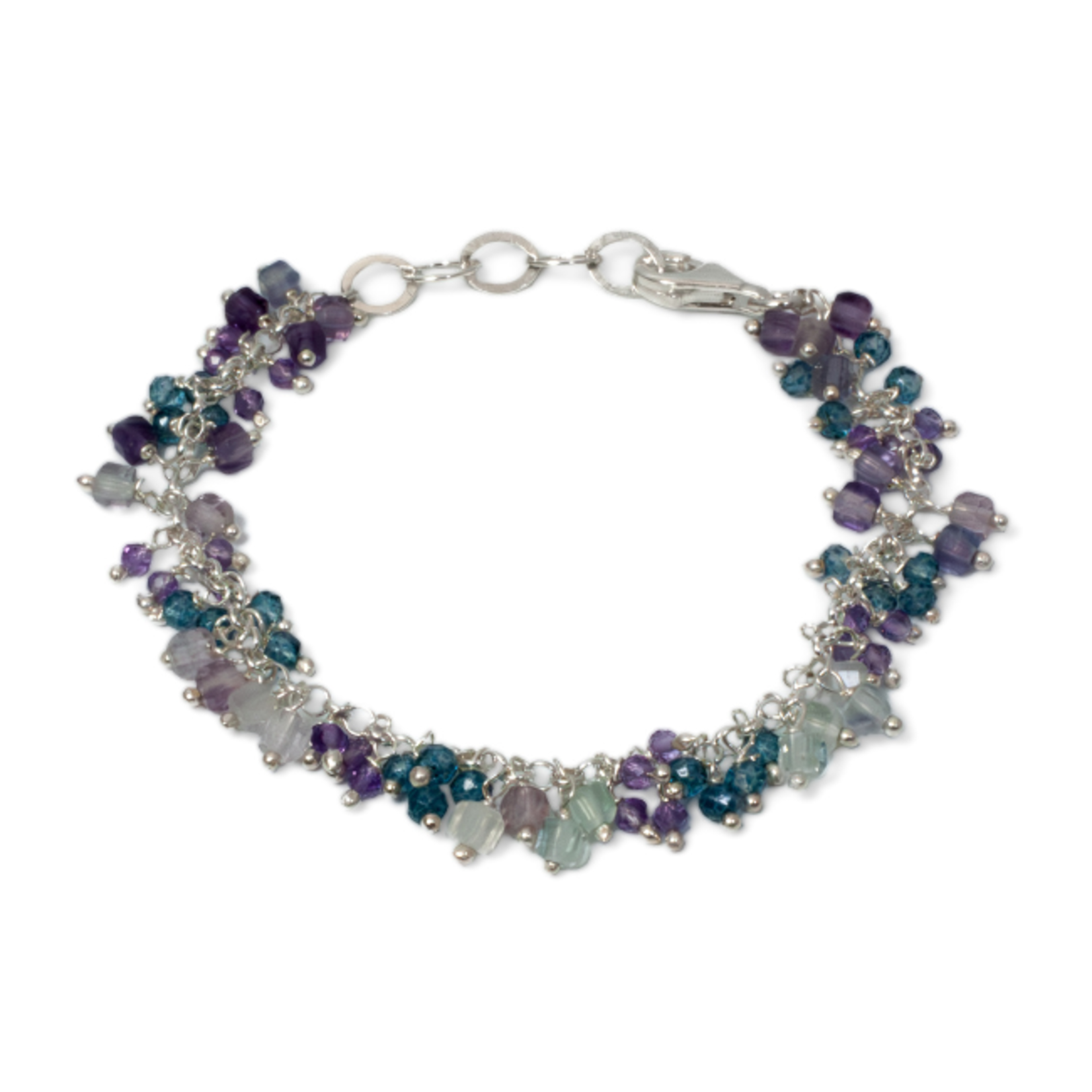 Argent tonic Bracelet en Argent Sterling avec Topaze, Améthyste et Fluorite