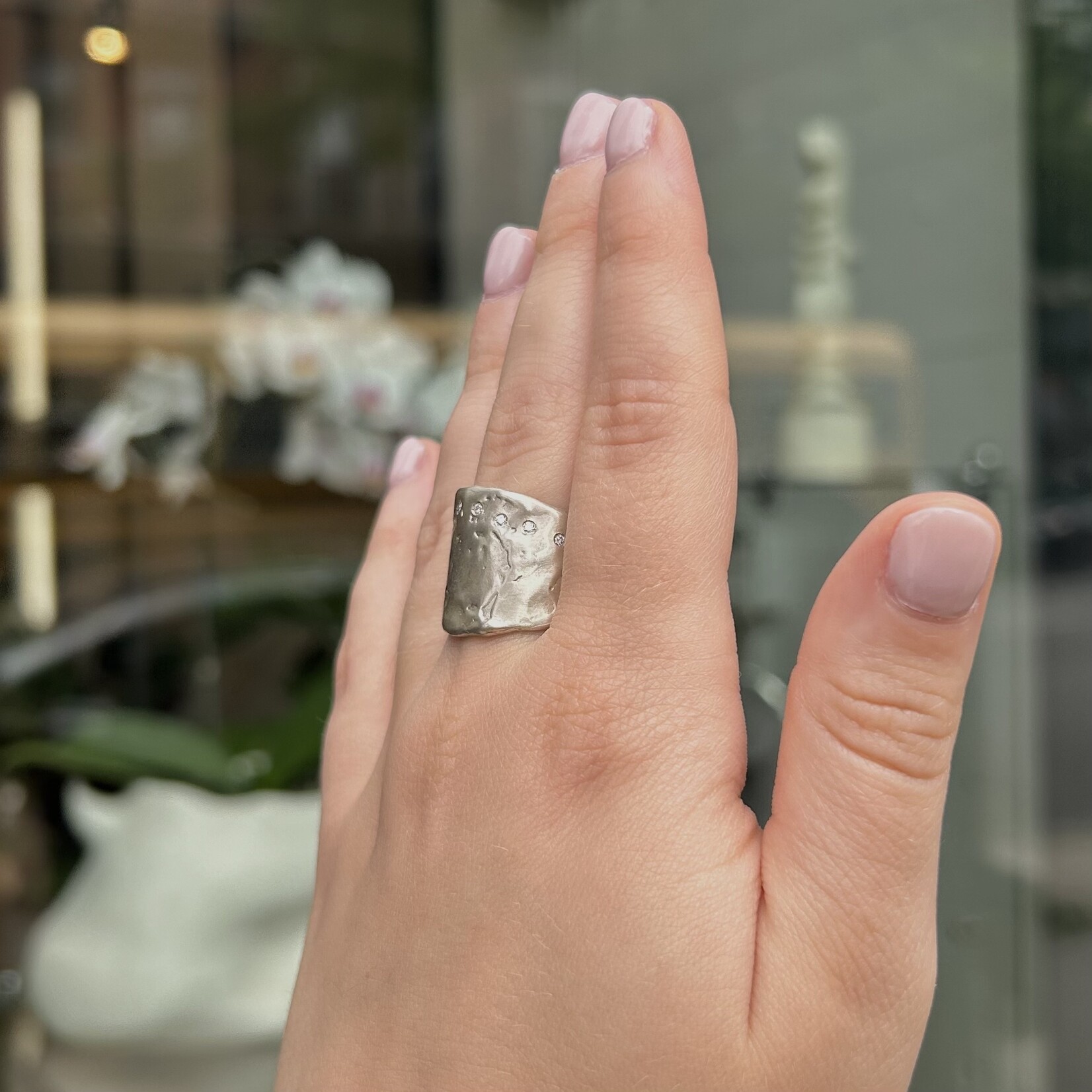 Argent tonic Bague en Argent Sterling avec Diamants de Laboratoire