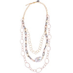 Argent tonic Collier Multi-Rangs avec Perle