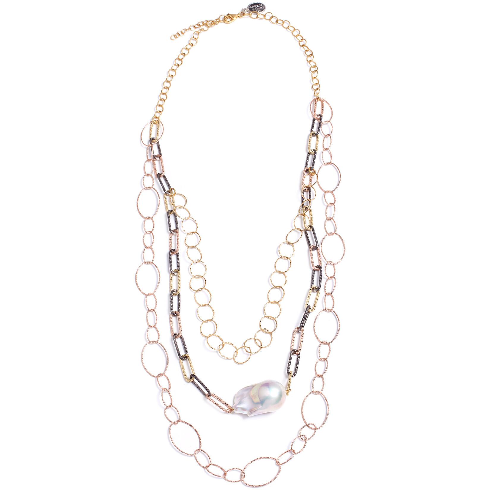 Argent tonic Multi-Row Necklace with Freshwater Pearl