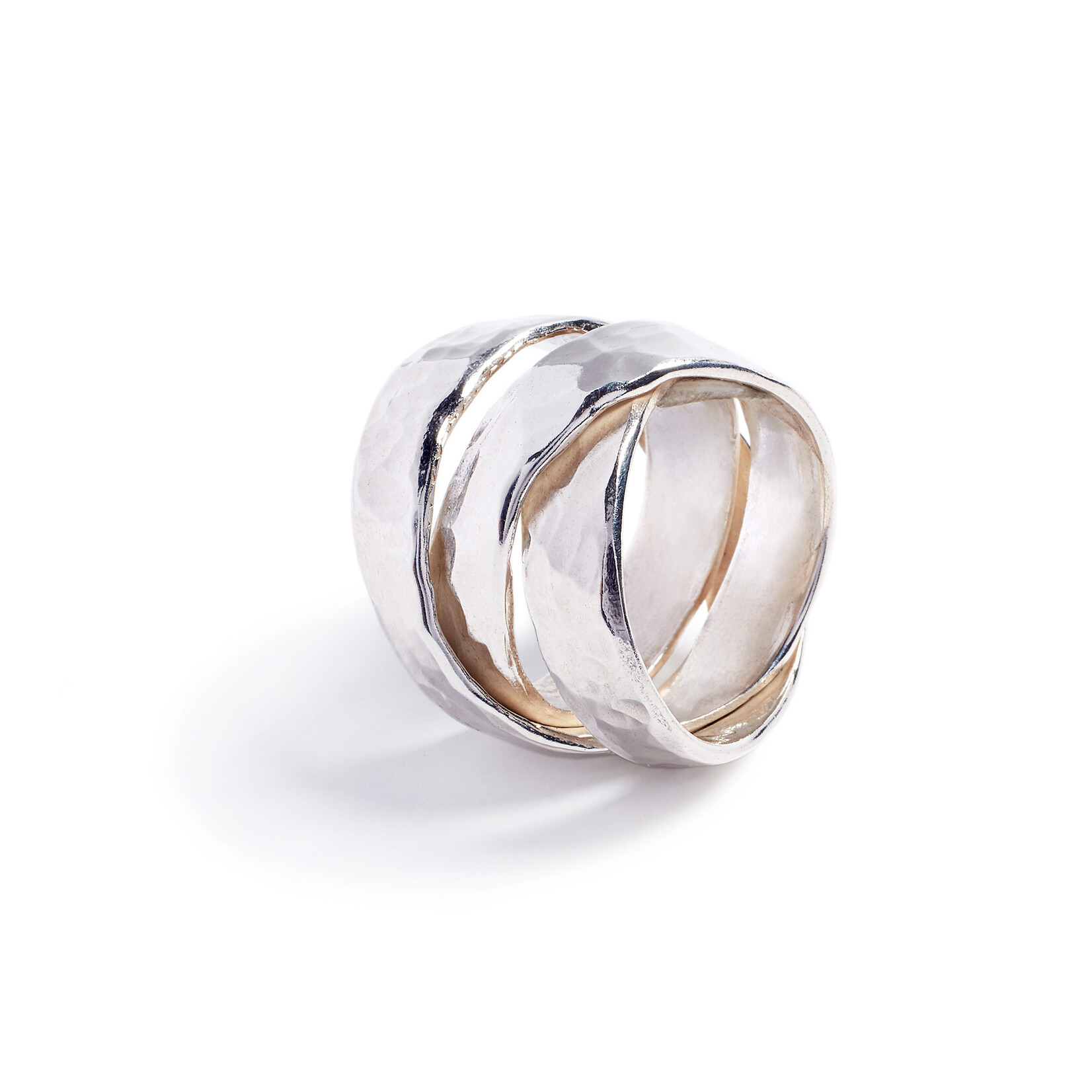 Argent tonic Hammered Multi-Band Ring
