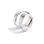 Argent tonic Bague Double Martelée