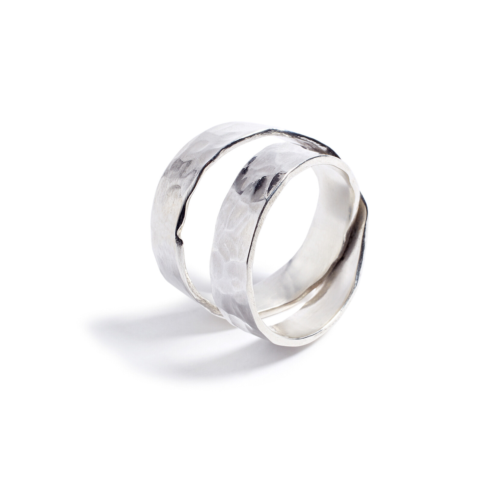 Argent tonic Hammered Sterling Silver Double Ring