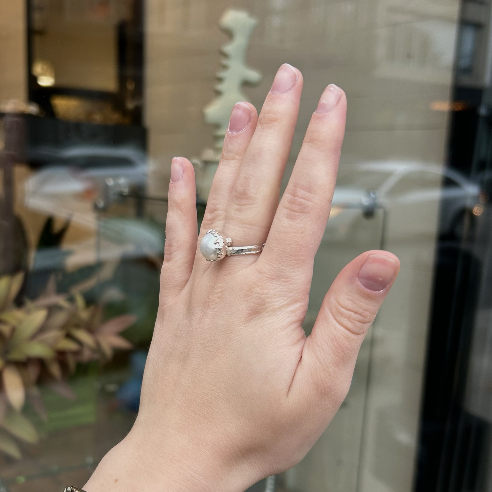 Argent tonic Bague Ajustable Perle - Argent
