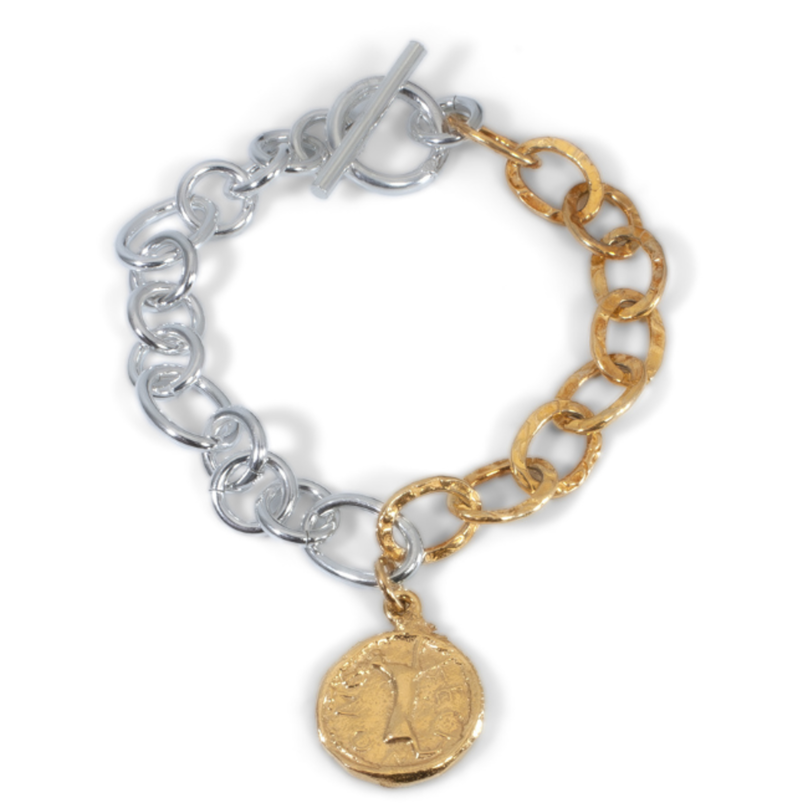 Argent tonic Bracelet Doré et Argent avec Monnaie
