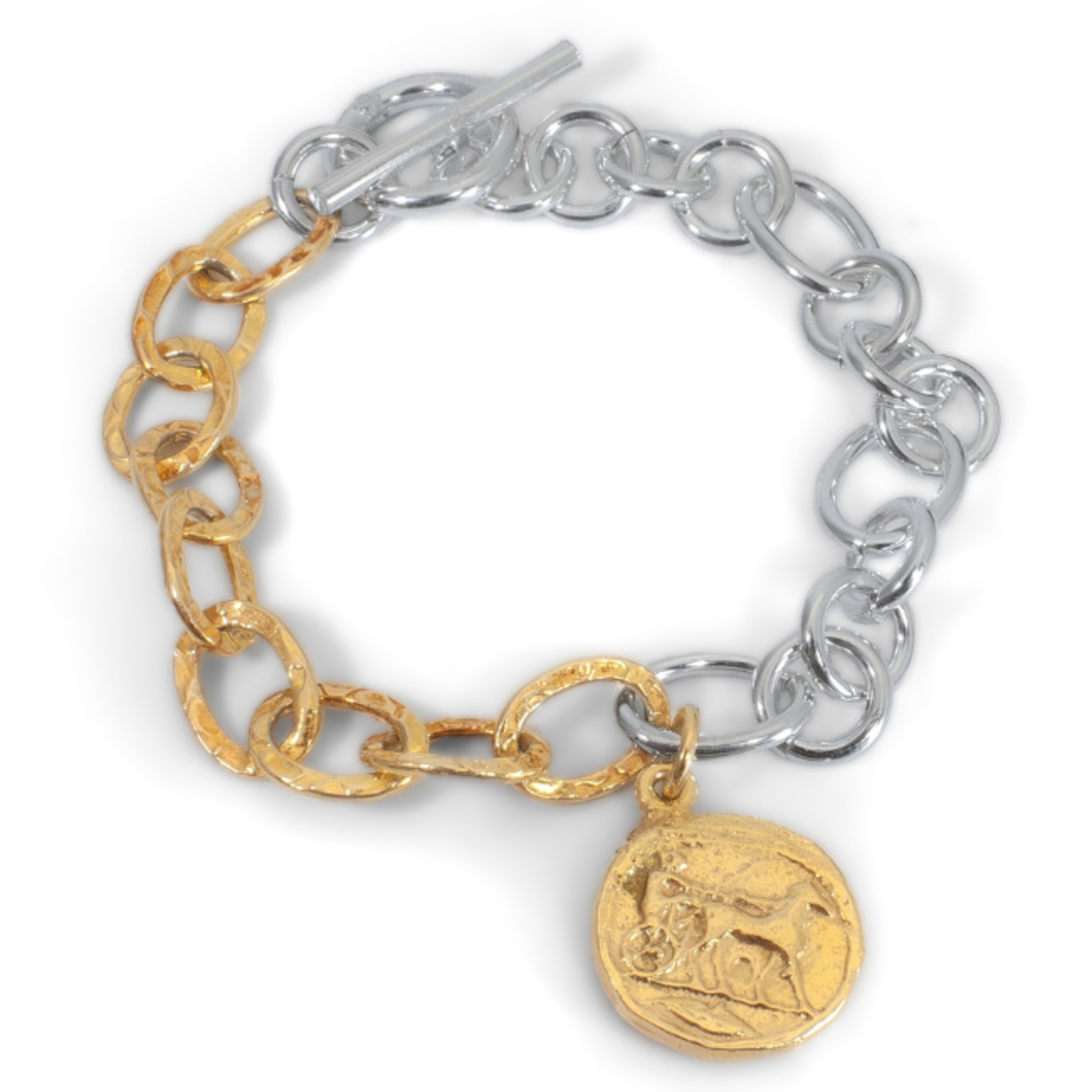 Argent tonic Bracelet Doré et Argent avec Monnaie