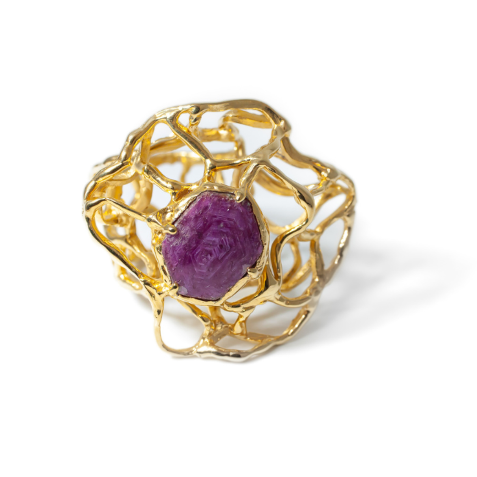Argent tonic Organic Ruby Ring - Vermeil