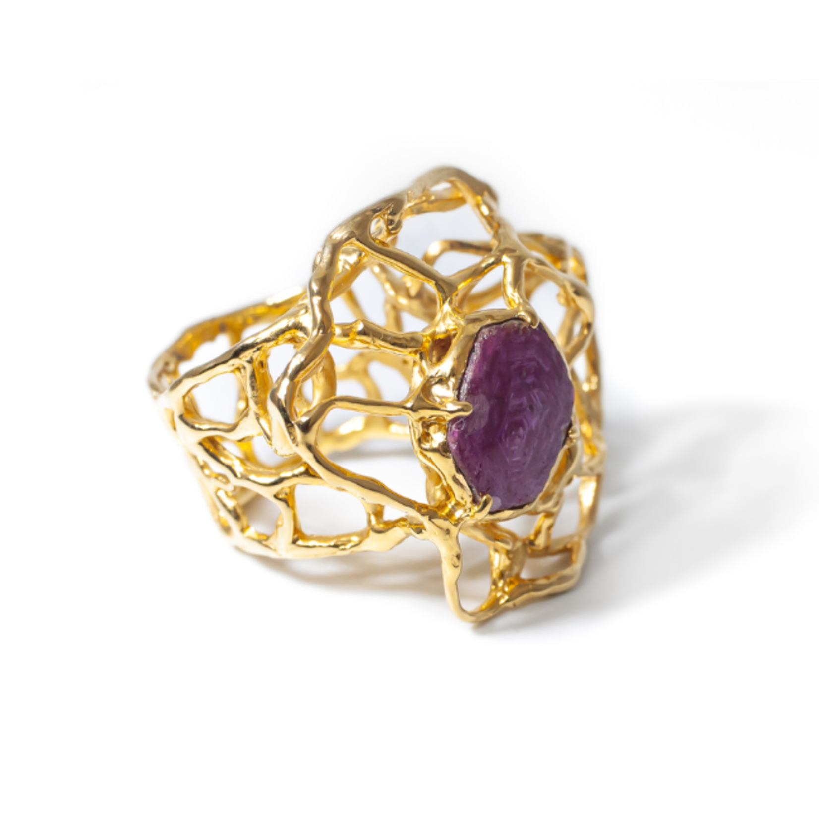 Argent tonic Organic Ruby Ring - Vermeil