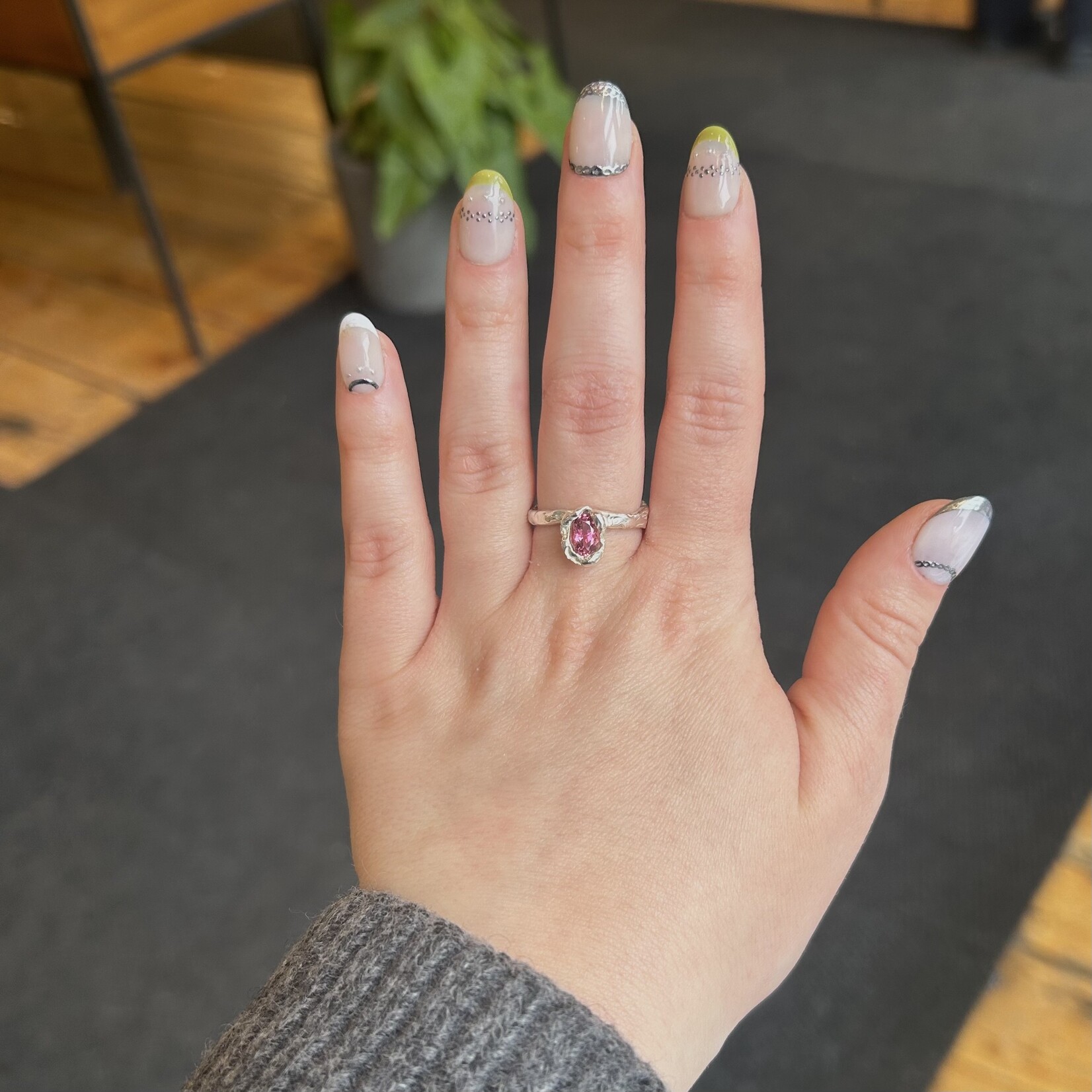 Argent tonic Adjustable Tourmaline Ring - Silver