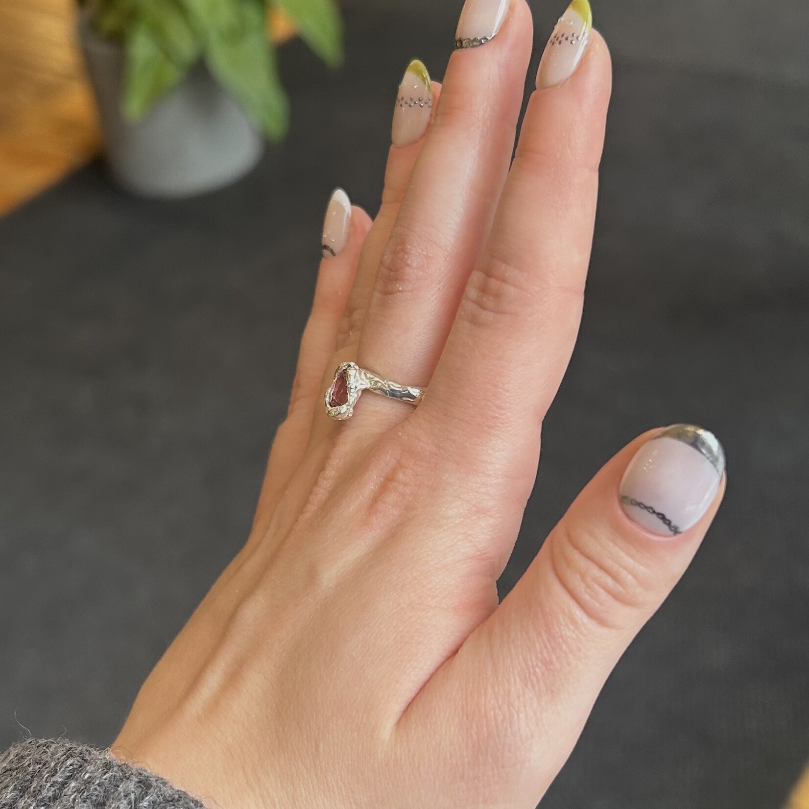 Argent tonic Adjustable Tourmaline Ring - Silver