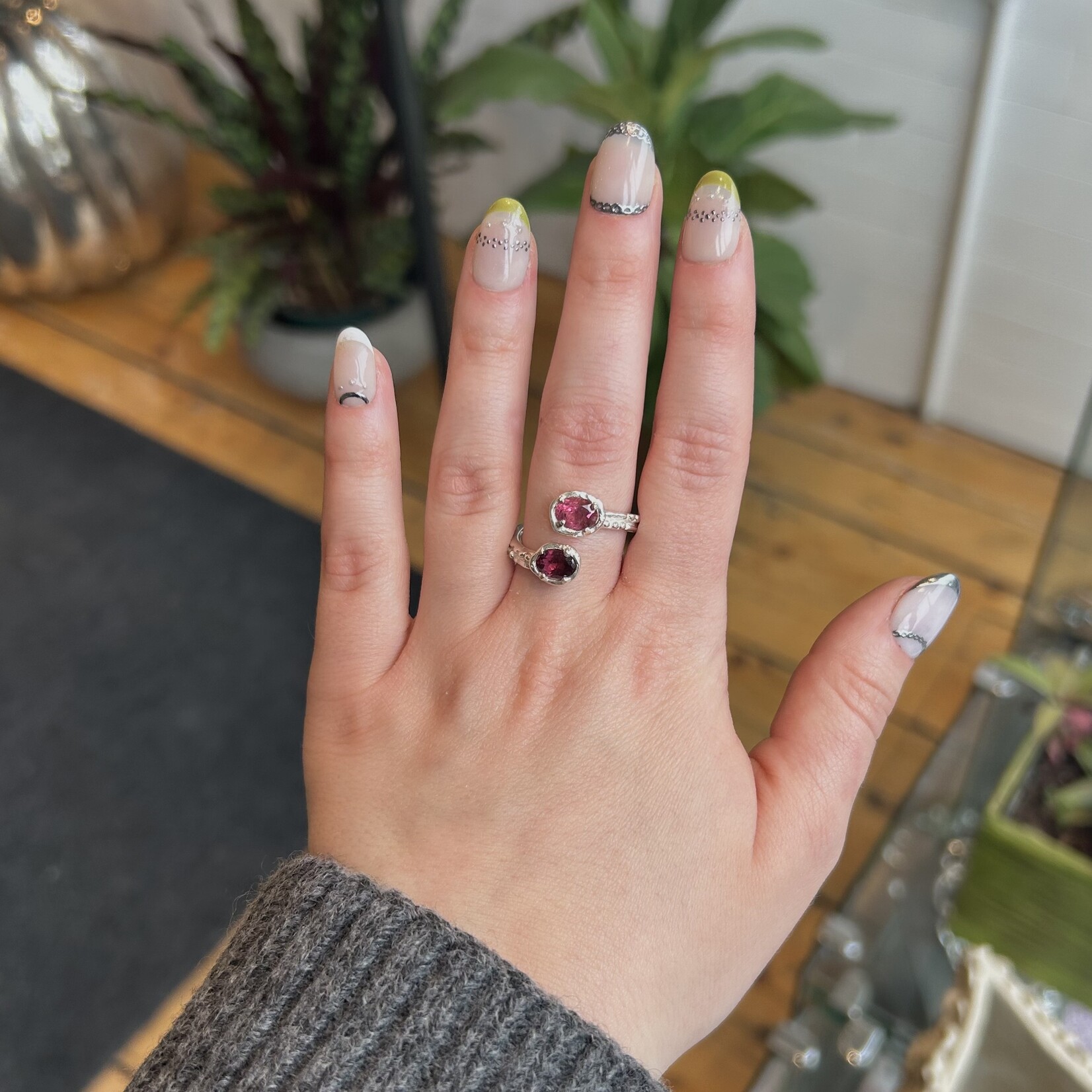 Argent tonic Tourmaline & Garnet Ring - Silver