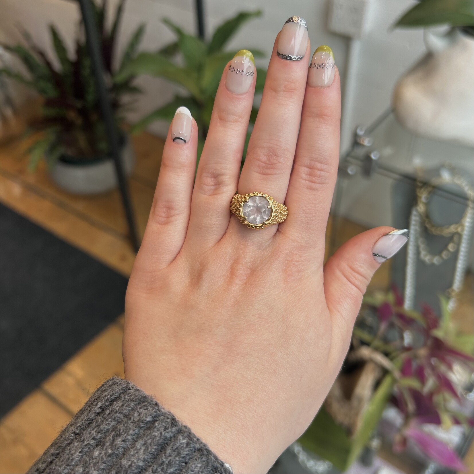 Argent tonic Rose Quartz Ring - Vermeil