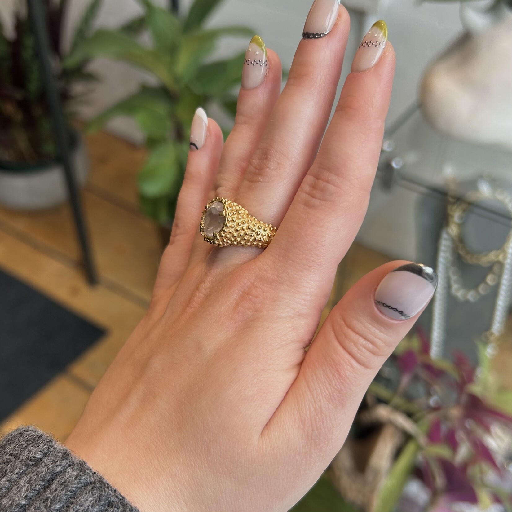Argent tonic Rose Quartz Ring - Vermeil