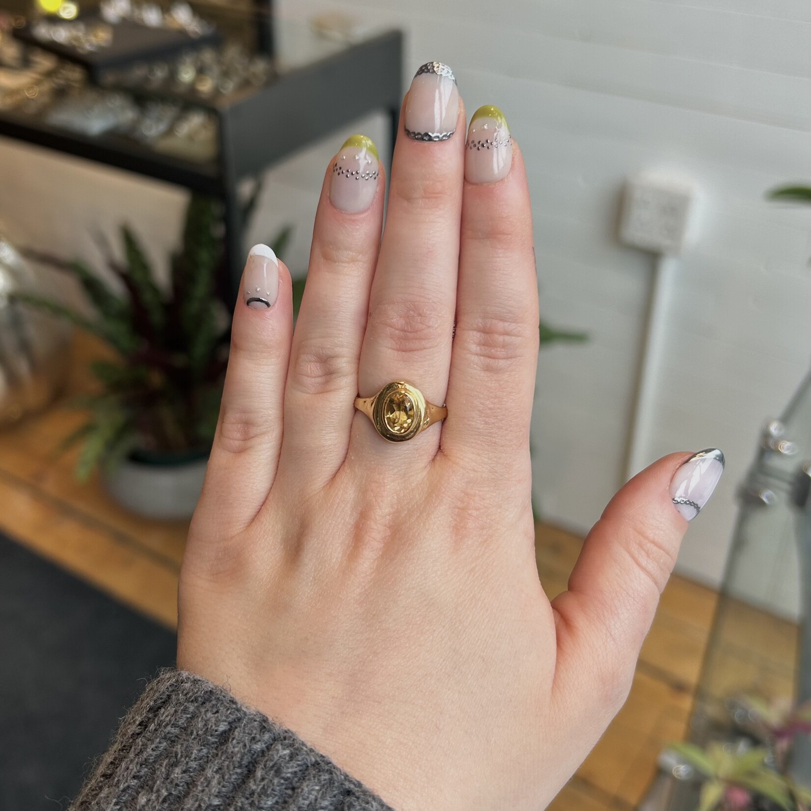 Argent tonic Bague Chevalière Citrine - Doré