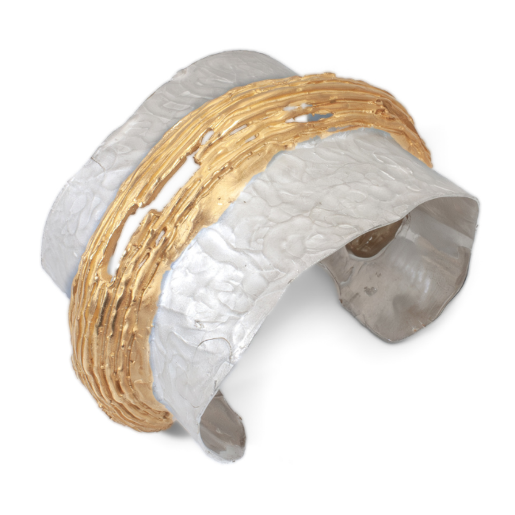 Argent tonic Costillas Textured Cuff Bracelet -  Silver & Vermeil