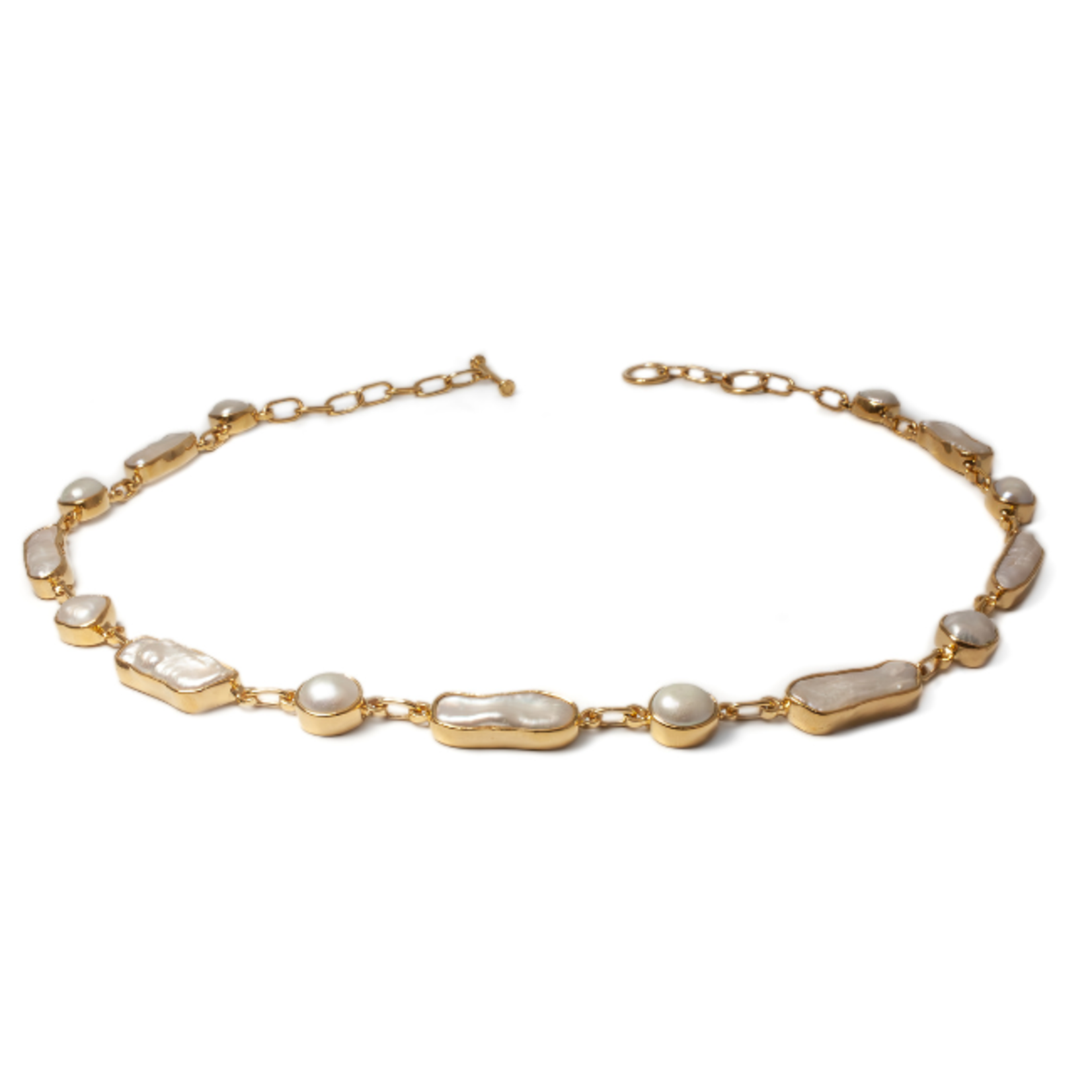 Argent tonic Collier de Perles D'Eau Douce - Doré