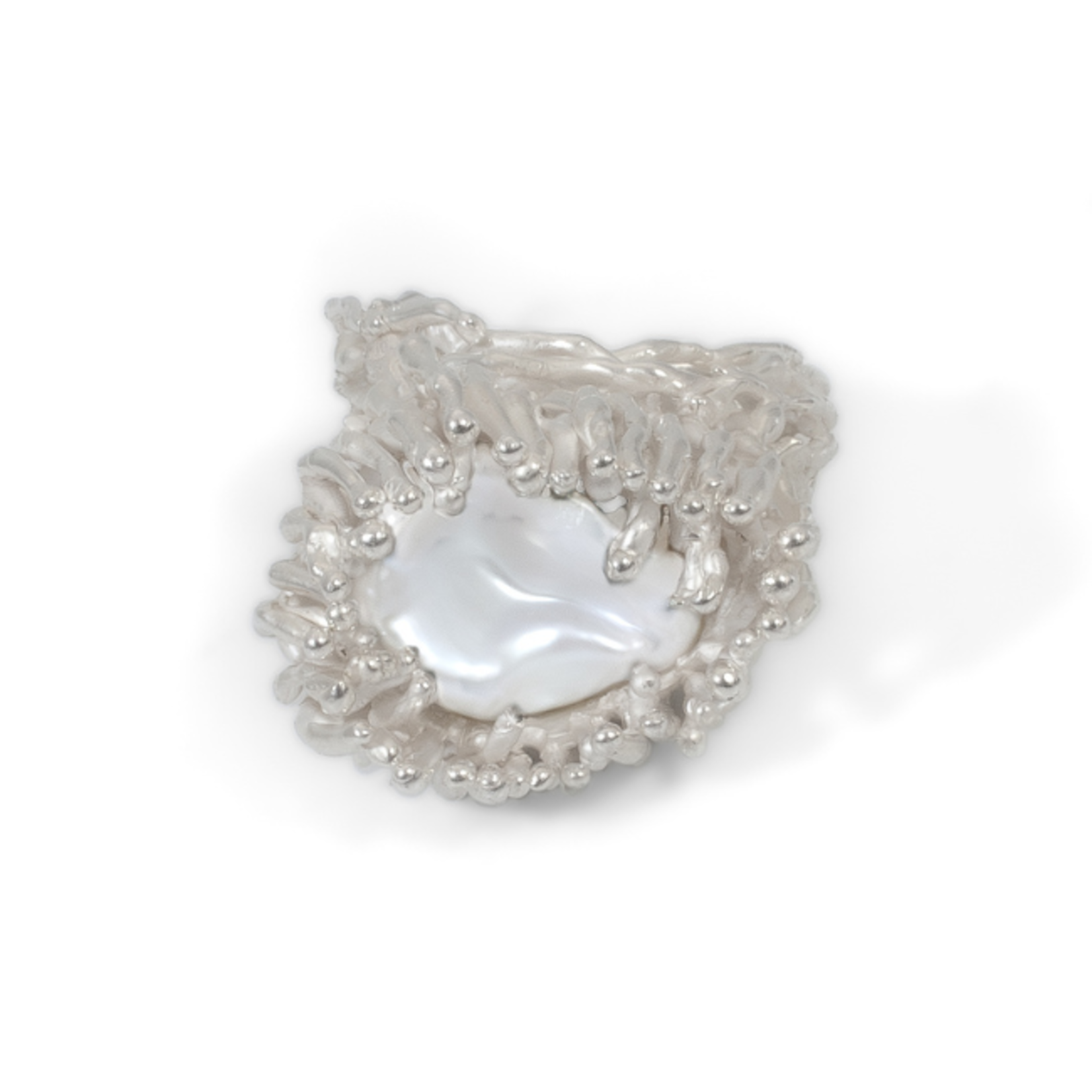 Argent tonic Bague Anémone Perle - Argent