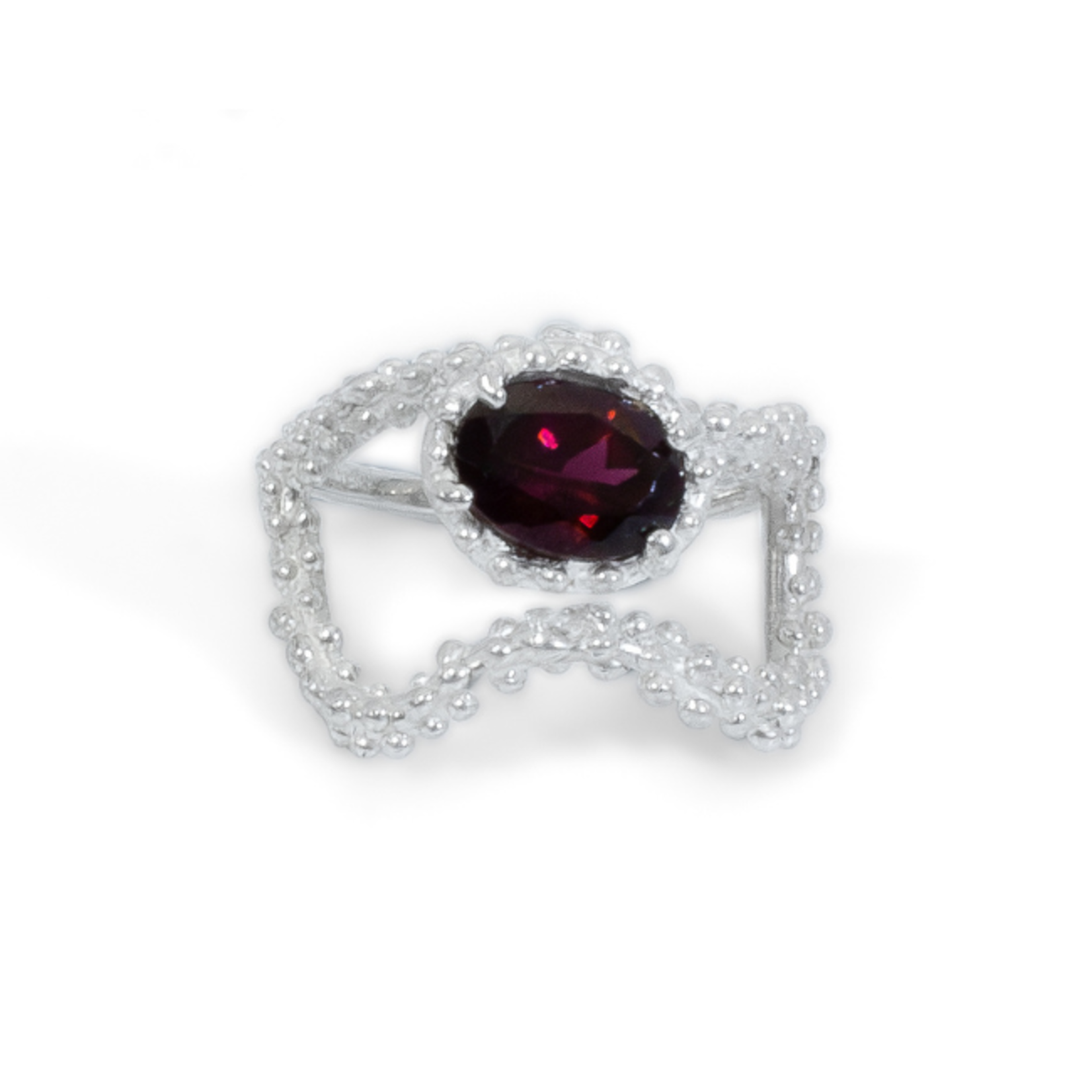 Argent tonic Bague Grenat Texturée - Argent