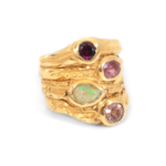 Argent tonic Opal, Garnet & Tourmaline Statement Ring - Vermeil