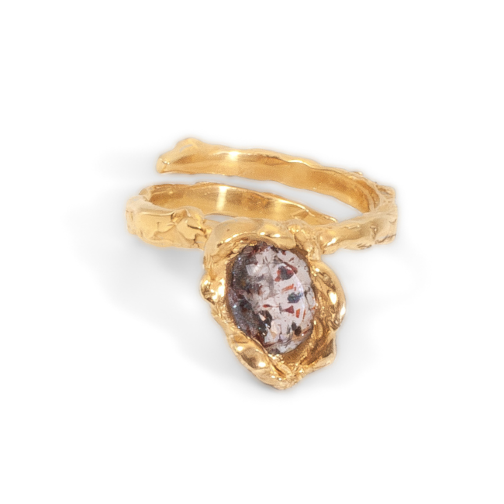 Argent tonic Cherry Quartz Adjustable Ring - Vermeil