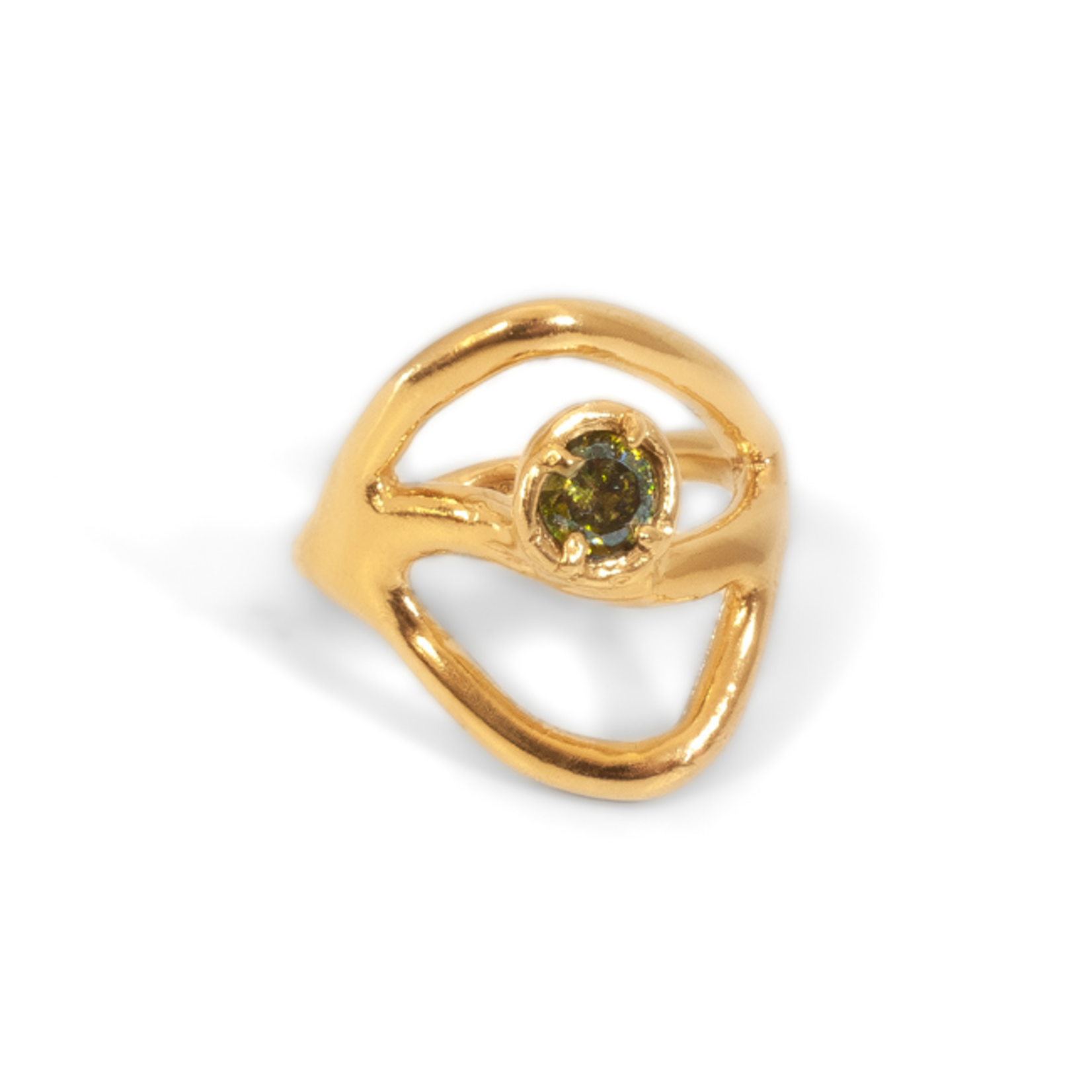 Argent tonic Bague Tourmaline Verte - Doré