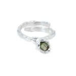 Argent tonic Bague Ajustable Tourmaline Verte - Argent