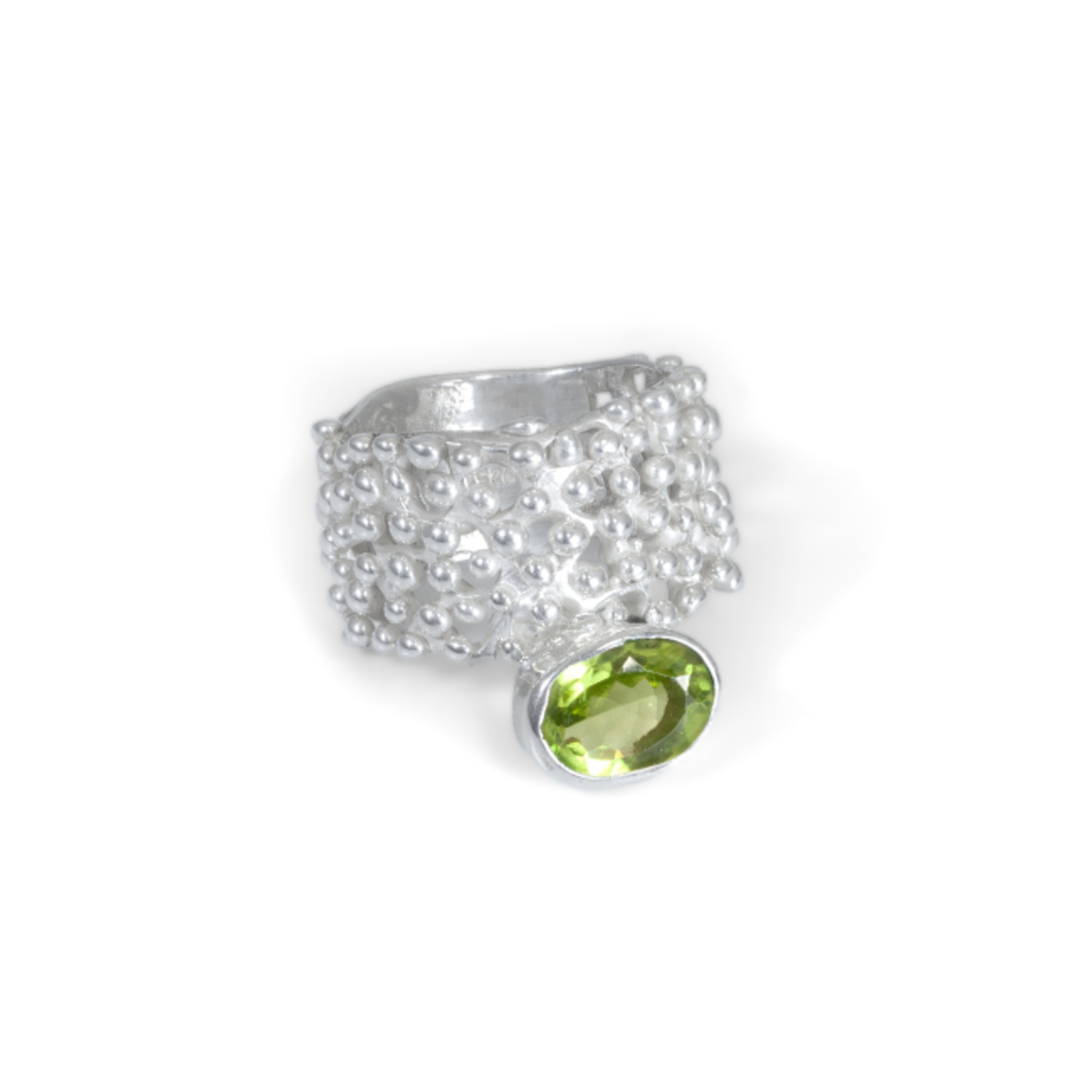 Argent tonic Peridot Caviar Ring - Silver