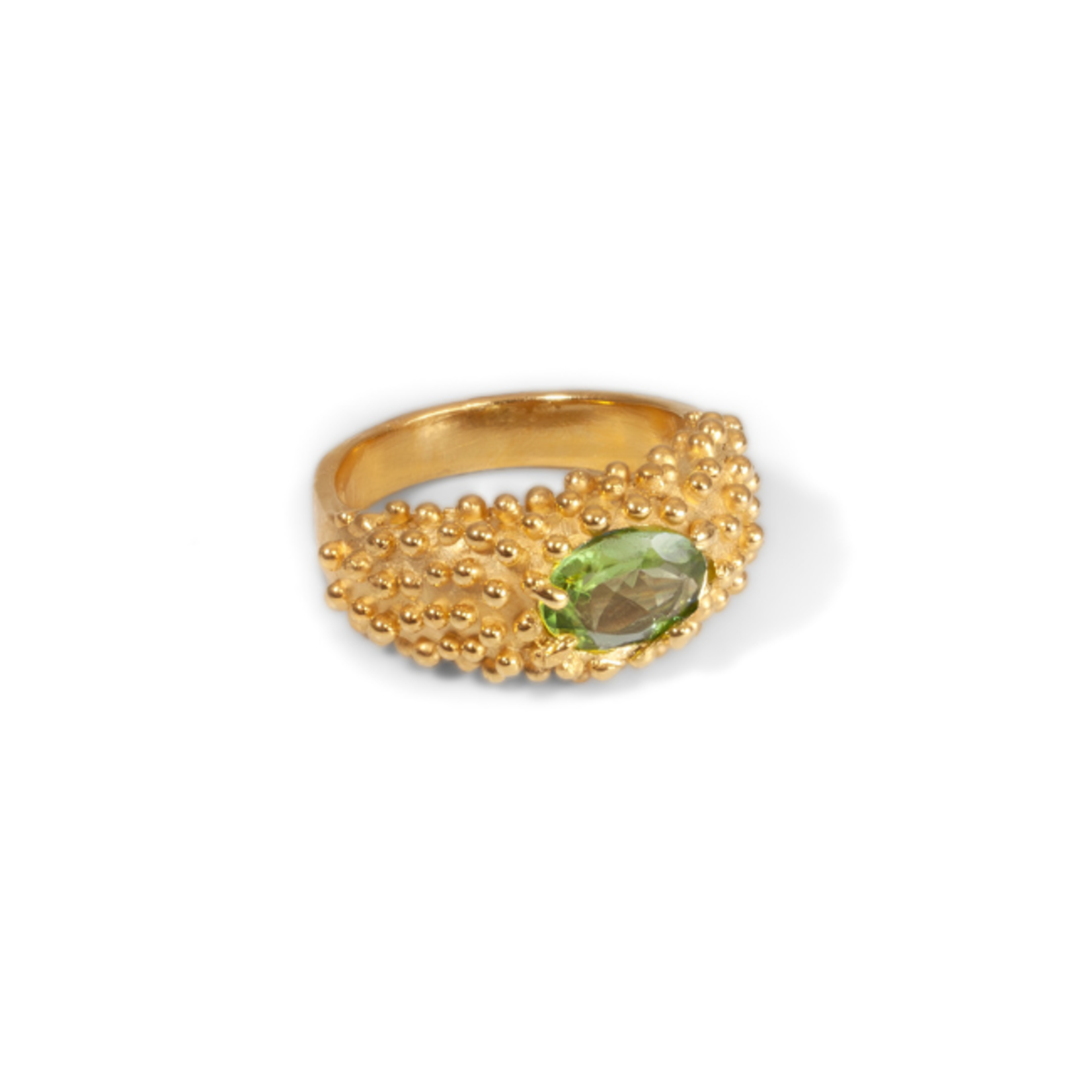 Argent tonic Bague Dôme Peridot - Doré