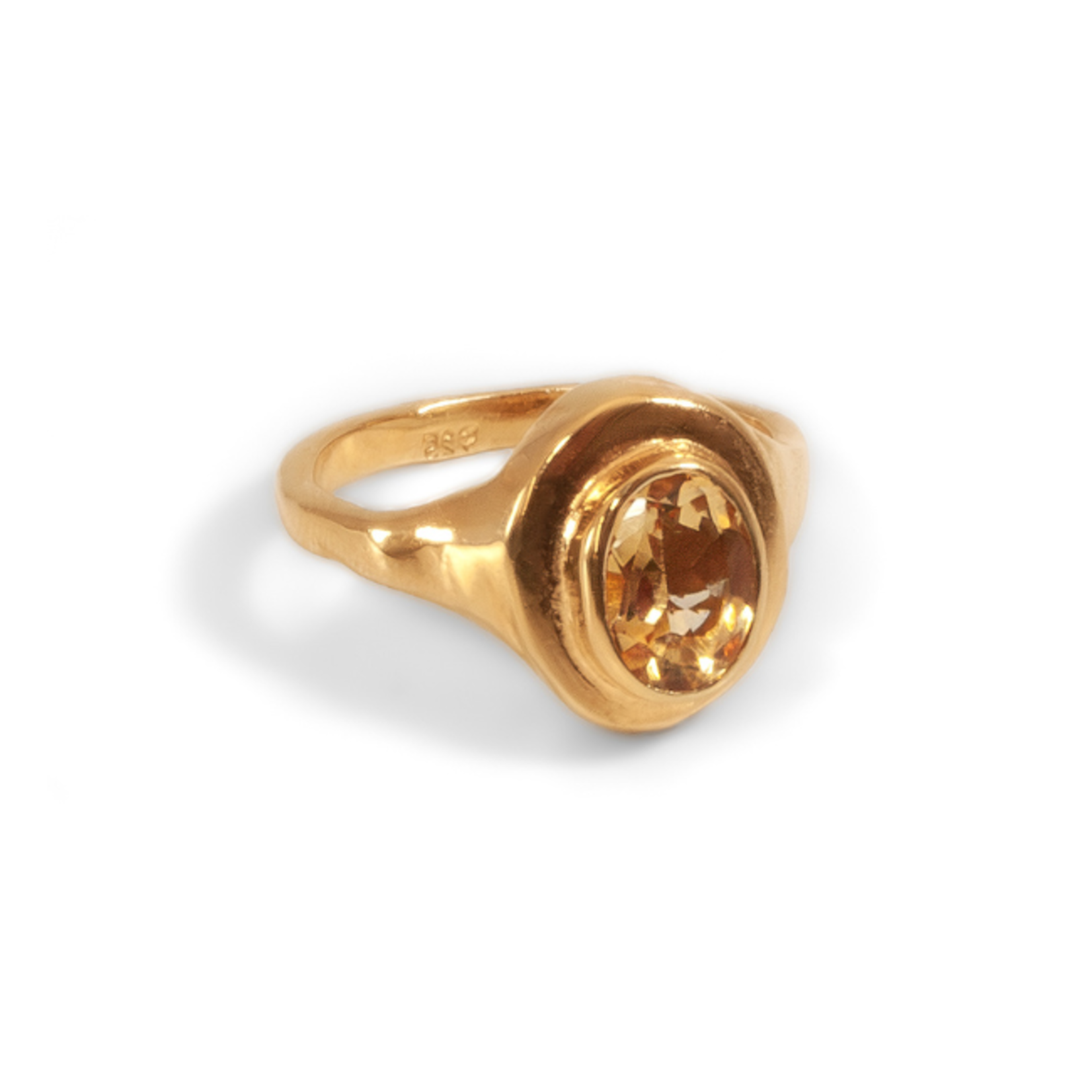 Argent tonic Bague Chevalière Citrine - Doré