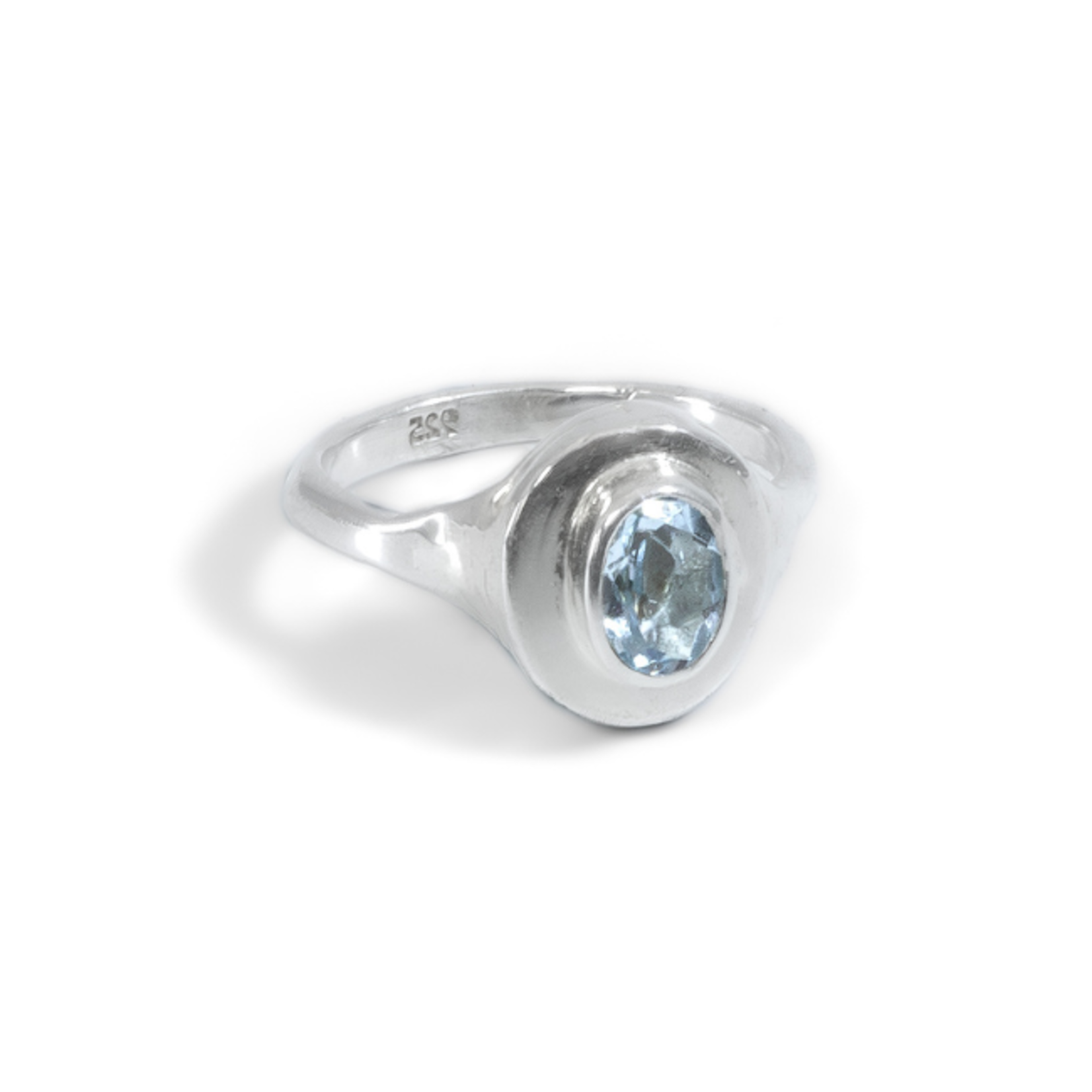 Argent tonic Aquamarine Signet Ring - Silver