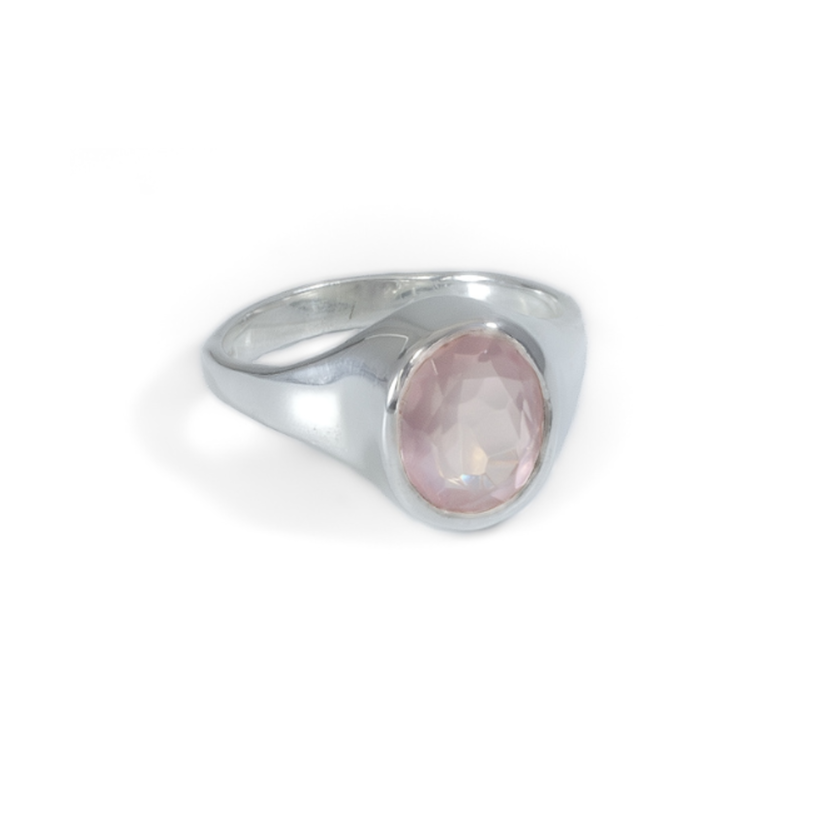 Argent tonic Rose Quartz Signet Ring - Silver