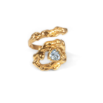Argent tonic Bague Ajustable Aquamarine - Doré