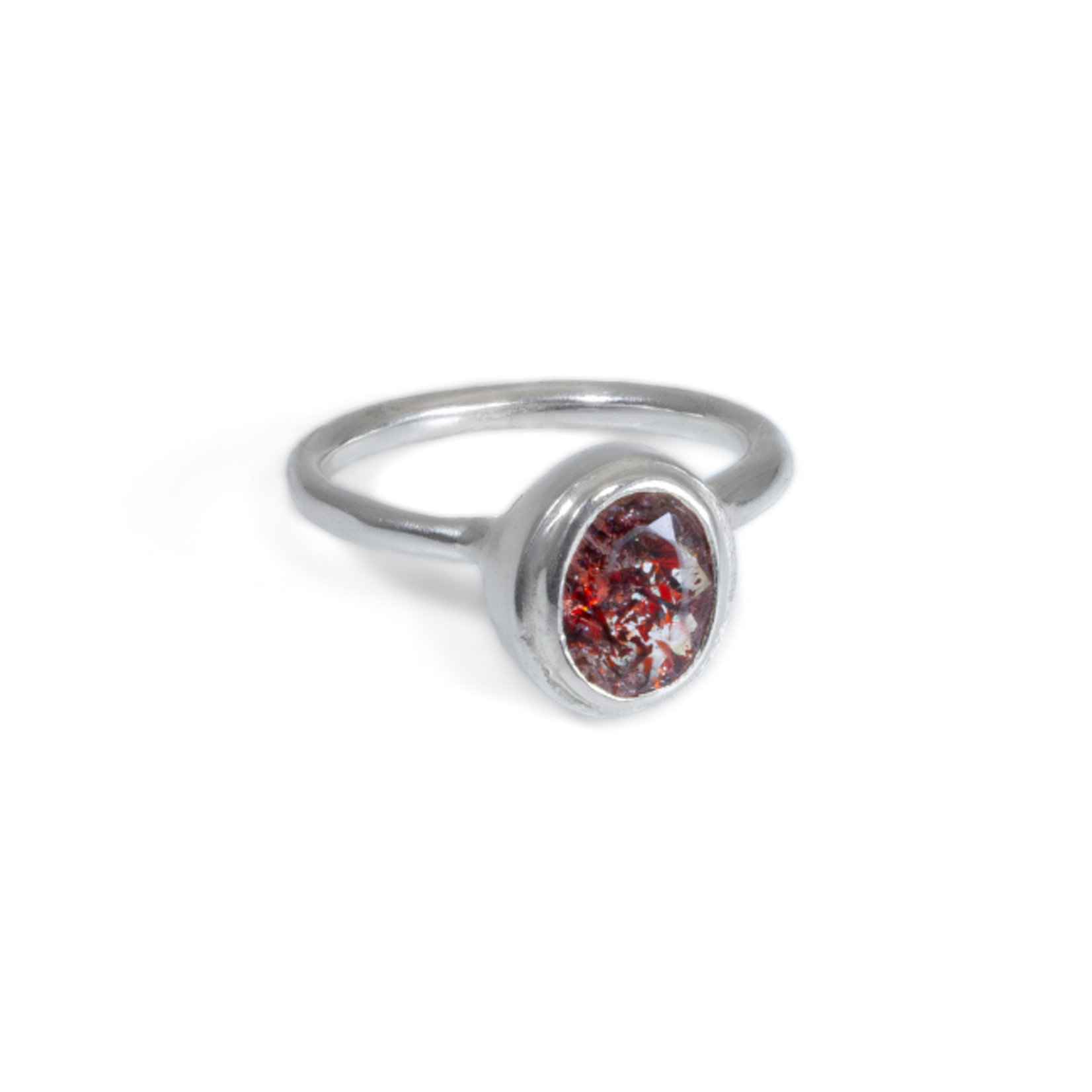 Argent tonic Bague Fine avec Quartz de Feu - Argent