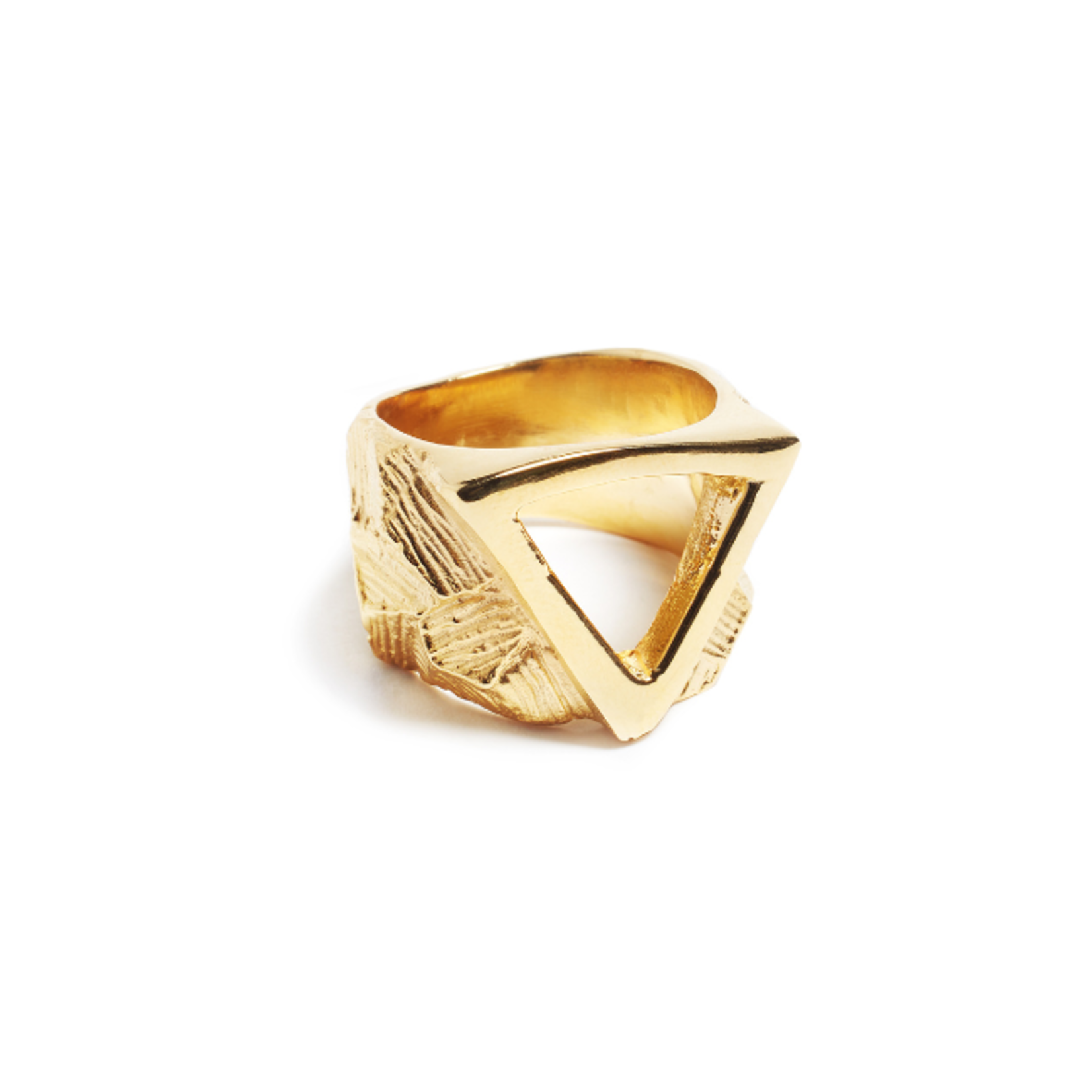 TEGO Bague Triangle en Argent Sterling Plaquée en Or 24k